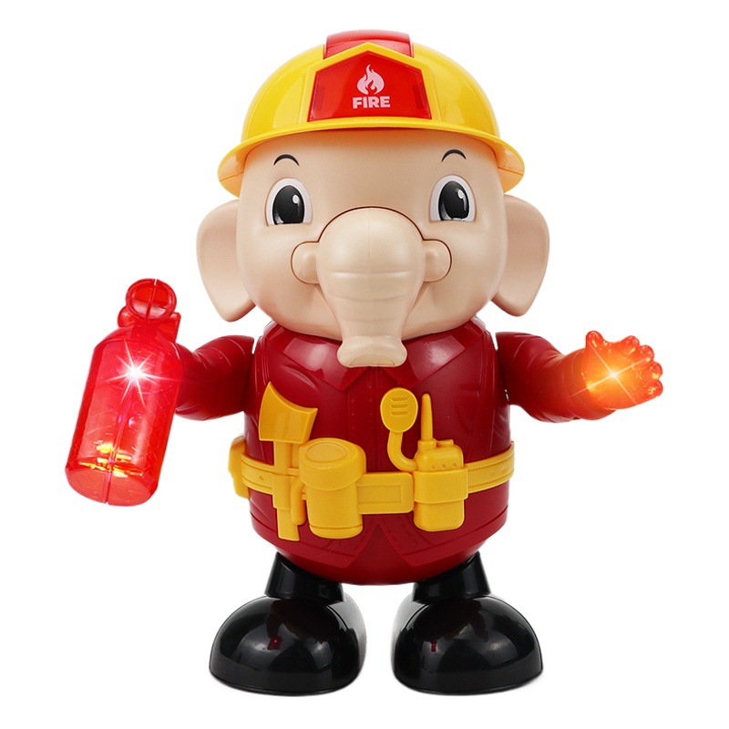 Niños transfronterizos de dibujos animados eléctricos de lucha contra incendios elefante cantando bailando música ligera Niños y niñas bebé juguete puesto al por mayor