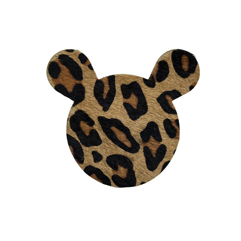 7*7cm马毛时尚米奇头真皮DIY补丁贴鞋帽服装百搭魔改