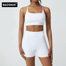 螺纹瑜伽健身服套装跑步运动服骑行瑜伽服运动套装两件套内衣套装