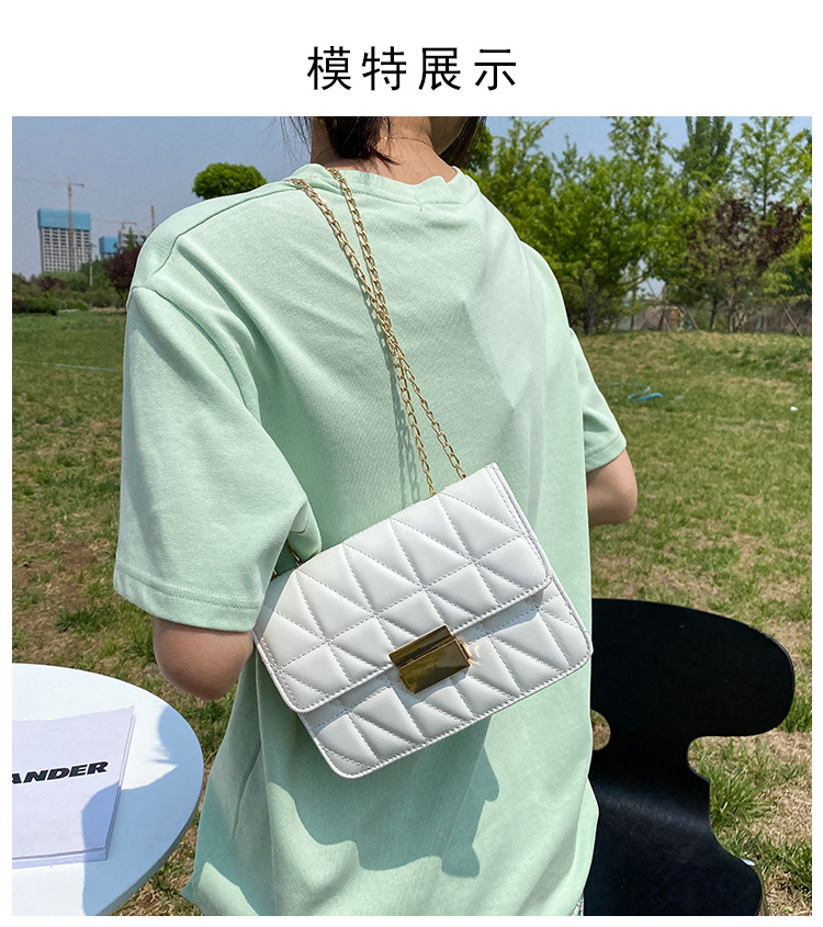 Kleine Quadratische Tasche Im Koreanischen Stil Lässig Schlosskette Messenger display picture 20