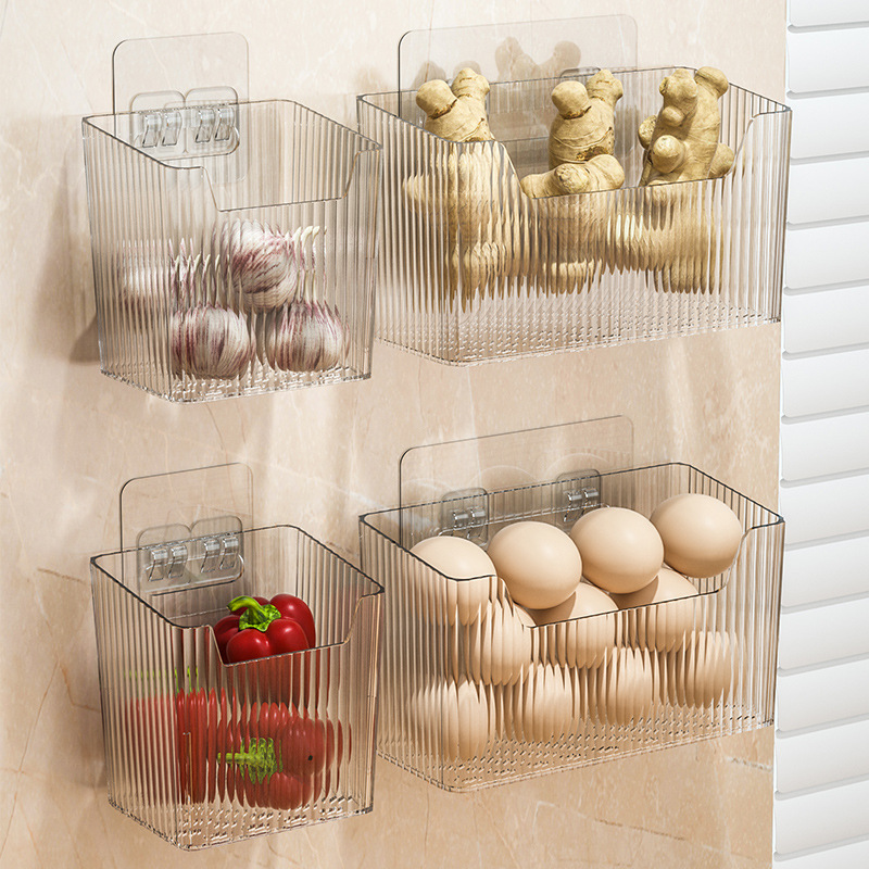 Kitchen onion ginger garlic storage basket wall-mounted ginger garlic storage basket wall-mounted spice rack food storage box artifact