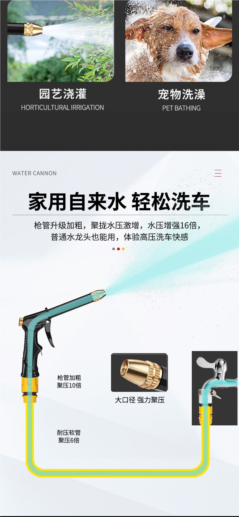 Car Wash Water Gun High-Pressure Nozzle Household Soft Pvc Hose Booster Tool Magic Spray Gun for Washing Cars and Watering Flowers