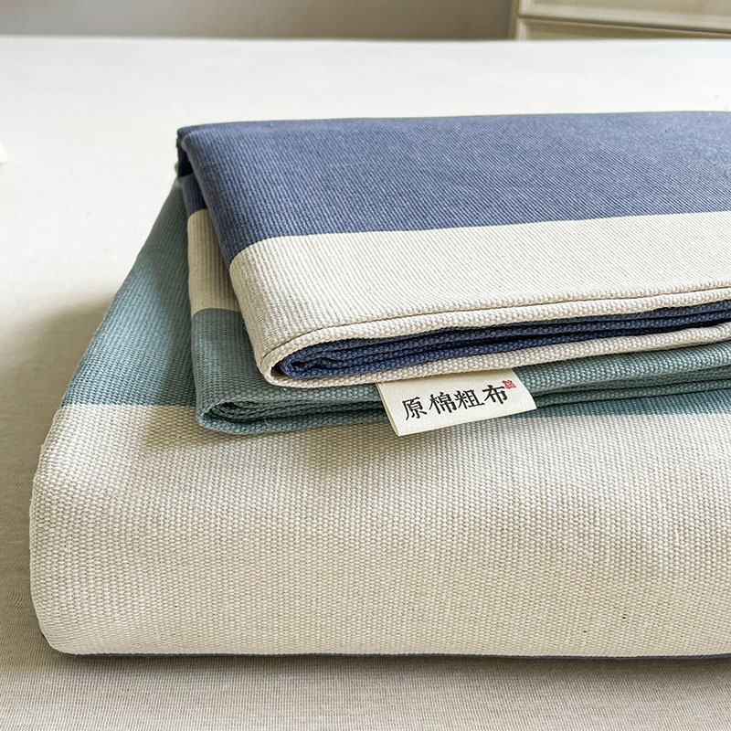 厚みのある古布シーツ シンプルストライプ 家庭用 ダブル 洗濯機で洗える 学生寮 肌に優しいシーツ 3点セット|undefined