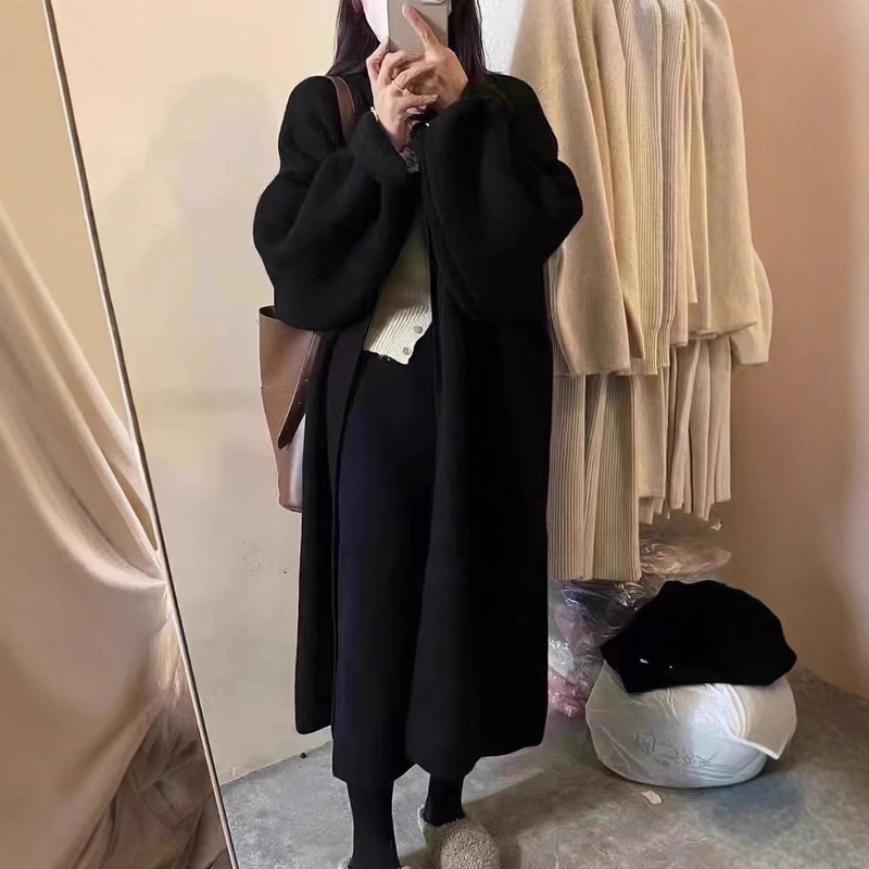 欧洲站慵懒风加长款毛衣开衫女秋冬新款大码宽松显瘦外穿大衣女|undefined