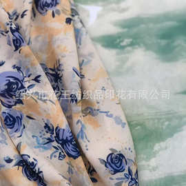 中国风小清新雪纺布料夏季中式数码印花碎花连衣裙裙子服装面料
