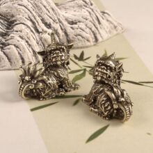 黄铜瑞兽摆件复古黄铜麒麟独角兽一对狮子居家办公桌面小摆件批发