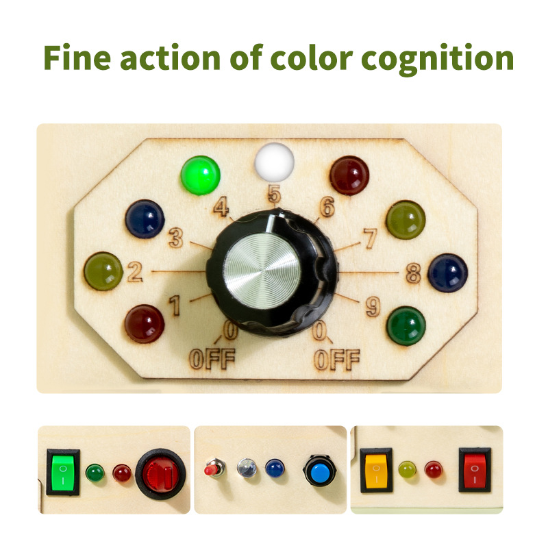 Juguetes transfronterizos CE y CPC comercio exterior niños educación temprana juguetes de madera ocupados interruptor de alimentación LED luz de tráfico 3 +