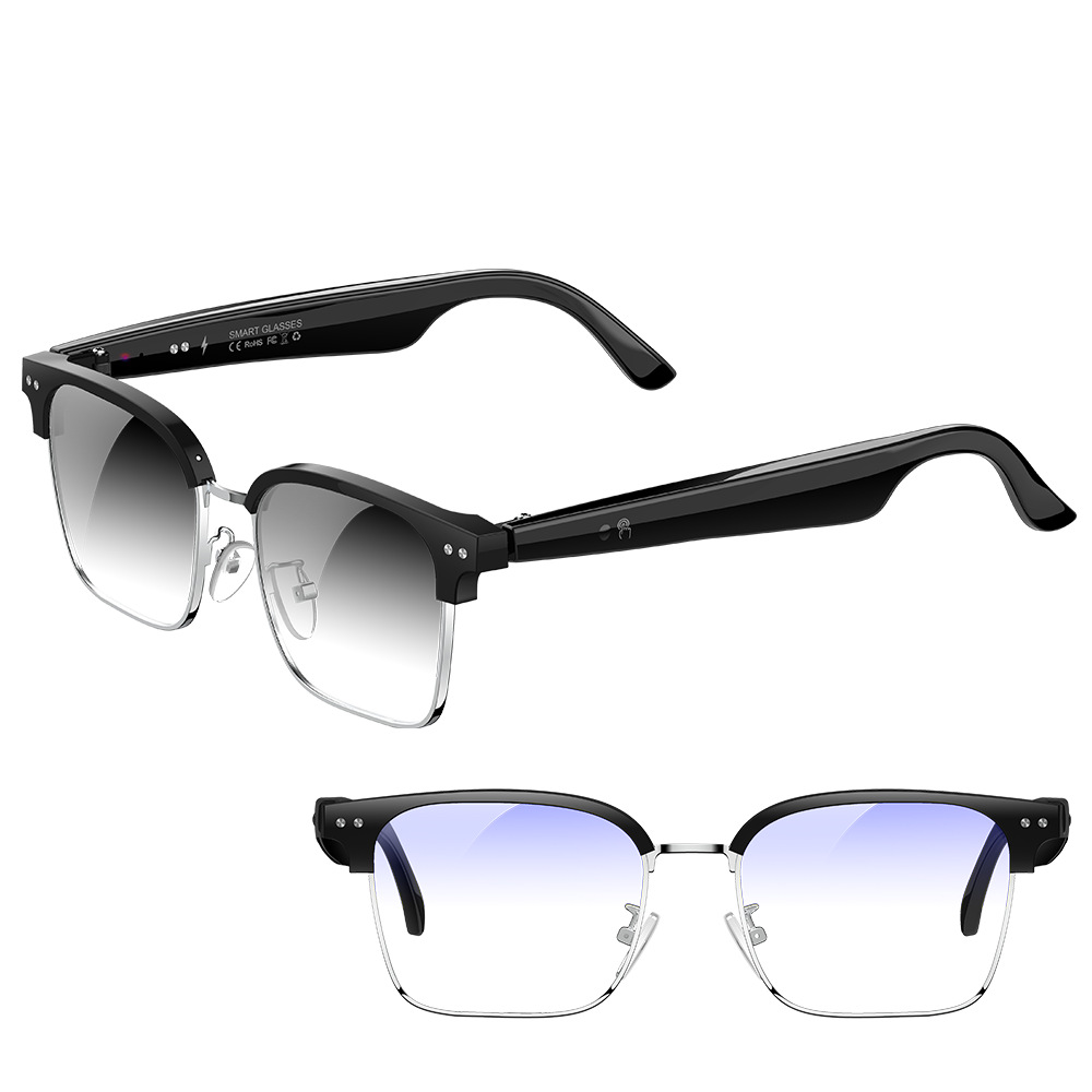 2025 Cross-Border New Model W100D Smart Bluetooth AI Translation Color-Changing Glasses Multi-Language Music Playback_voghion.com