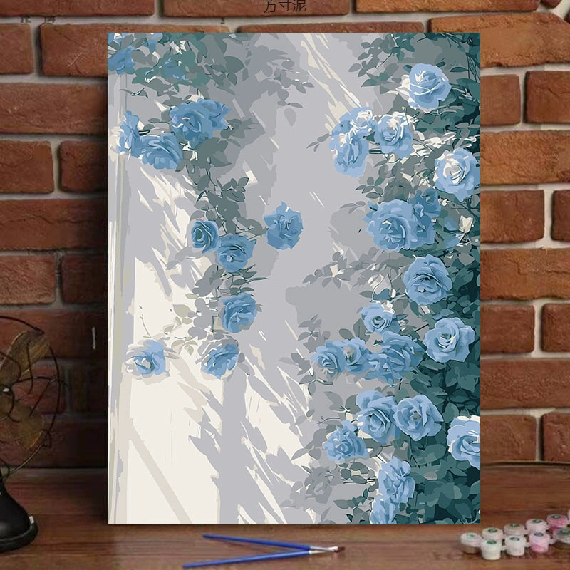 DIY numeric oil painting rose coloring hand-painted simple floral living room decoration wall hanging factory wholesale