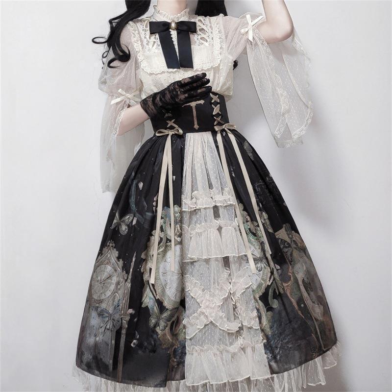 オリジナルデザイン蝶时计opロリータサスペンダードレス日常可爱いlolita甘いドレス6616|undefined