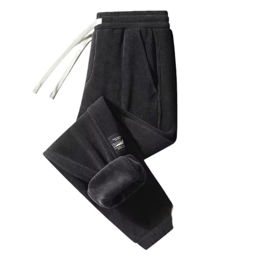 Thermal-lined, thick corduroy men's autumn/winter loose ankle-length droopy sports pants, fashionable casual long pants