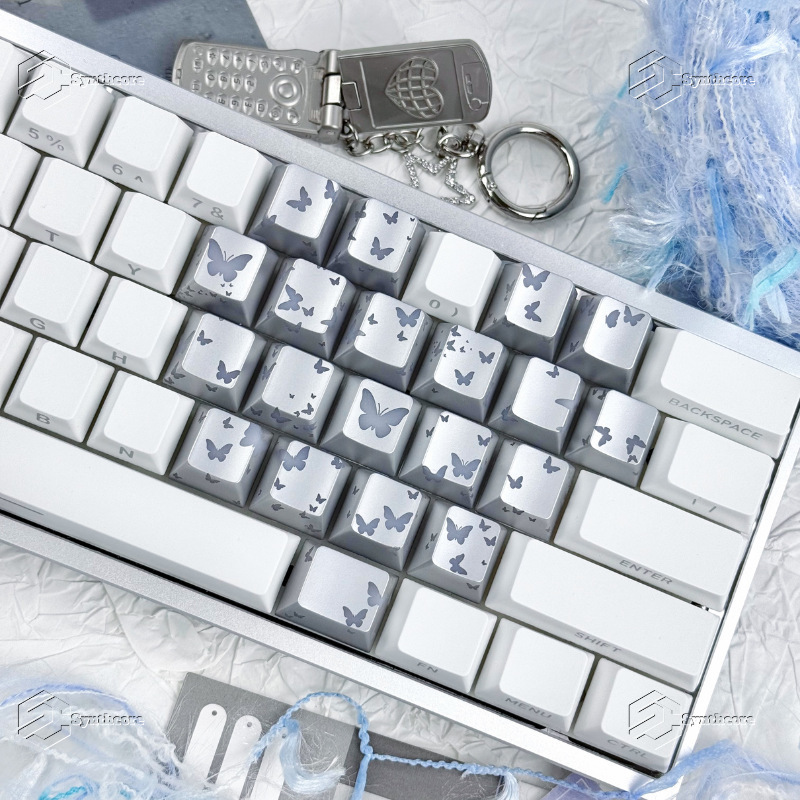 Silver Butterfly Pc Material with Translucent Finish Supports Wooting Ez63Made68 Hero68Nd63 Night Demon Silver Butterfly Pc Material with Translucent Finish Supports Wooting Ez63Made68 Hero68Nd63 Night Demon