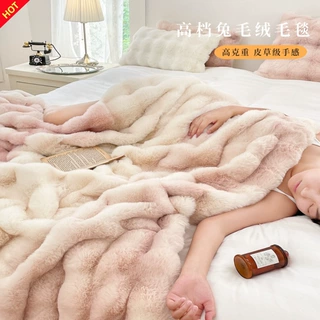 仿皮草高档轻奢毛毯午睡沙发盖毯秋冬保暖托卡斯大兔毛绒礼品毯子