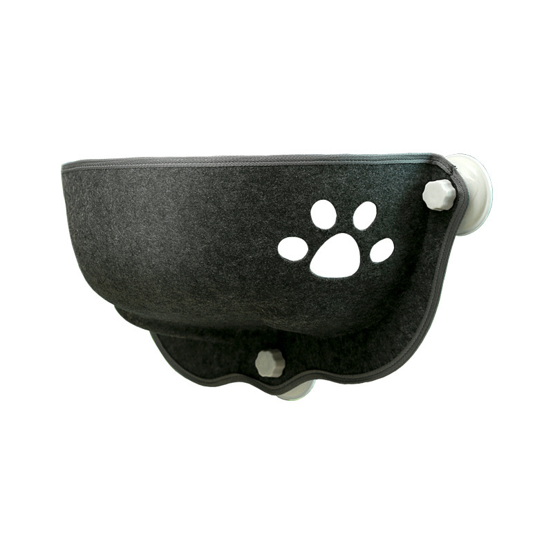 Hamaca para gatos con ventosas de cristal en forma de media luna, cama de fieltro para gatos, tipo ventosa extraíble y lavable para tomar el sol, para mascotas de balcón.