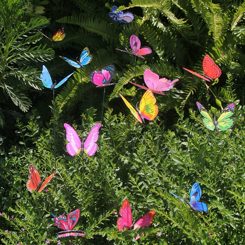 ПВХ имитация бабочки, украшение для сада на открытом воздухе, креативное садоводство, бионическая бабочка, пластиковый столб, бабочка, украшение в горшке