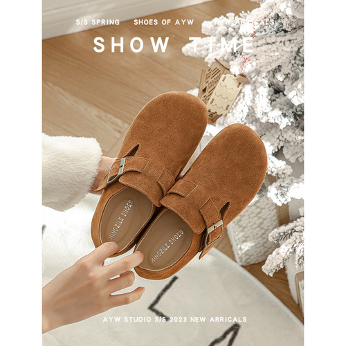 Increased inner height Boken shoes for women full leather genuine leather  spring new style cow suede comfortable soft sole soft surface large toe shoes