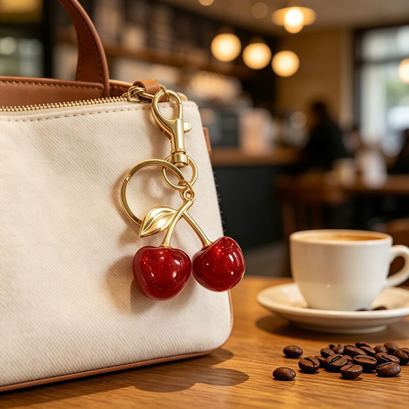 Cross-border best-selling cherry keychain bag pendant, exquisite women's bag accessory, elegant car keychain, elegant decorative accessory Cross-border best-selling cherry keychain bag pendant, exquisite women's bag accessory, elegant car keychain, elegant decorative accessory