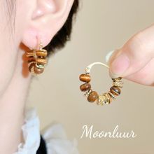 浅秋复古琥珀色耳夹无耳洞女新款轻奢高级感小众耳环耳饰美拉德