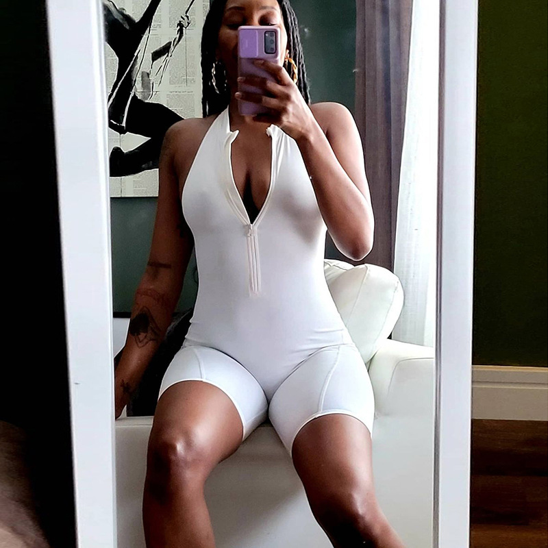 2024 Spring Women's New Sexy Open Back High Waist Sleeveless Tight Wrapped Hip Sports Jumpsuit_voghion.com