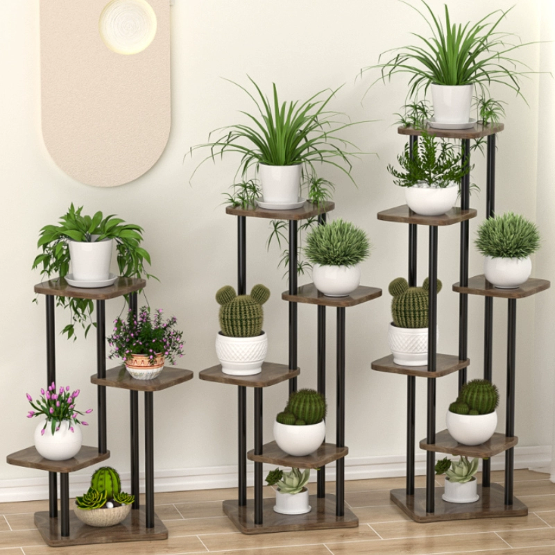 Подставка для цветов светлая и роскошная, передовая балкон с роликами Многослойные ступенчатые бытовые съемные зеленые растительные полки для горшков