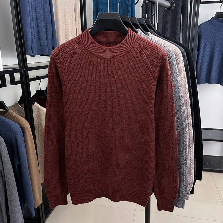 Suéter para hombres otoño y invierno nuevo abrigo casual camiseta de punto de cuello medio alto suéter de lana para hombres