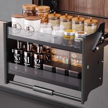 厨房顶柜吊柜升降拉篮下拉式橱柜零食调味料收纳升降拉篮一件代发