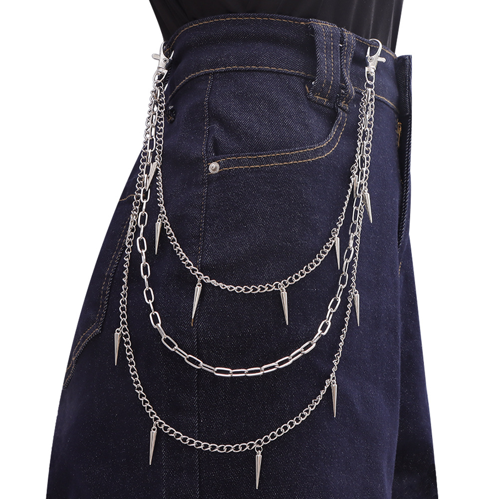 Accessori Punk Style Rivetto Geometrico Pantaloni Hip Hop Trendy Cool Versatile Catena da Vita da Uomo_voghion.com