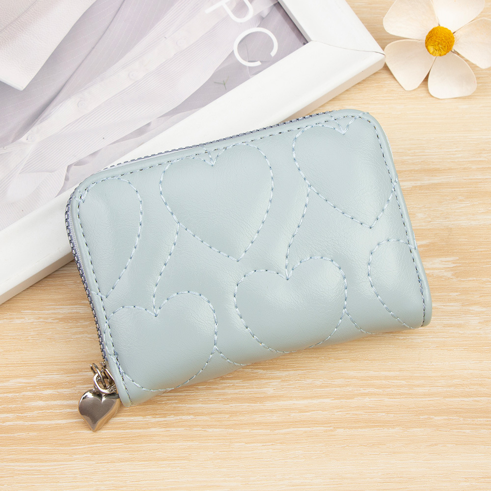 Hot sale nuevo simplista dulce amor universal cremallera multi tarjeta bolsa de tarjetas de órgano estudiantes en una bolsa de cambio para mujeres