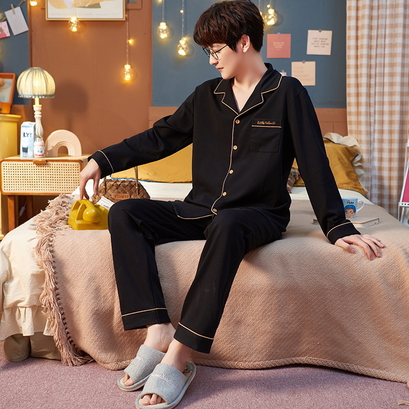 Pijamas de pareja de primavera y otoño de manga larga estudiante universitario ropa de casa traje de otoño e invierno hombres y mujeres sueltos más el tamaño se puede usar fuera