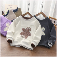 Boys' round neck sweatshirt 2024 spring new children's round neck casual top for middle school students spring and autumn base shirt trendy