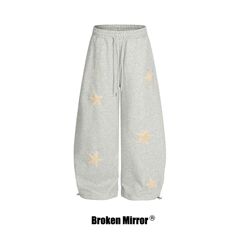 Broken Mirror 25秋季New美式复古星星图案宽松休闲卫裤长裤