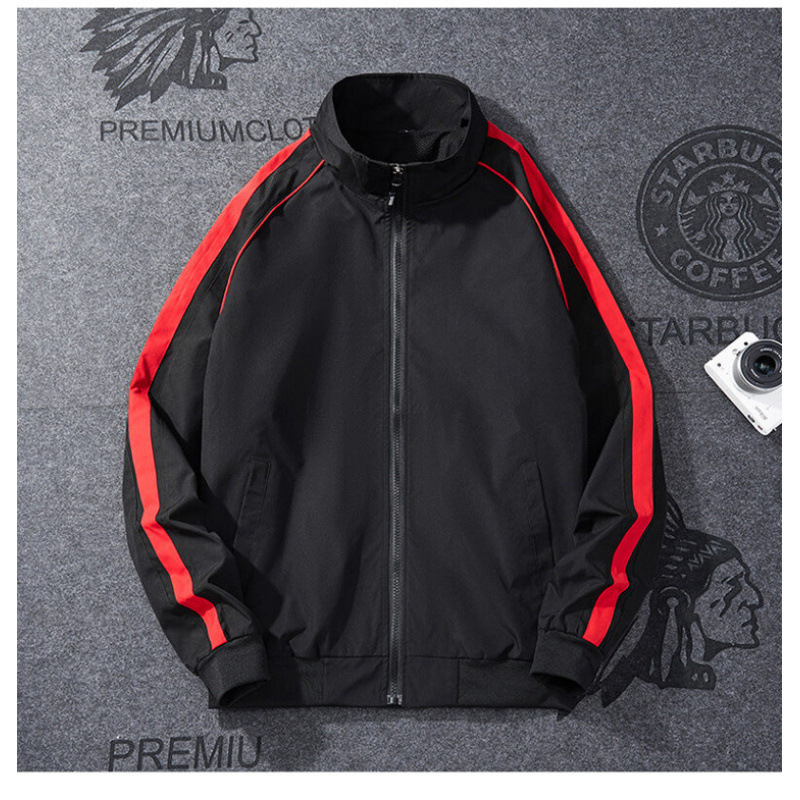 Chaqueta delgada para hombres de cuello vertical 2024 primavera y otoño nuevo estilo de hombre coreano delgado chaqueta al aire libre a rayas azules