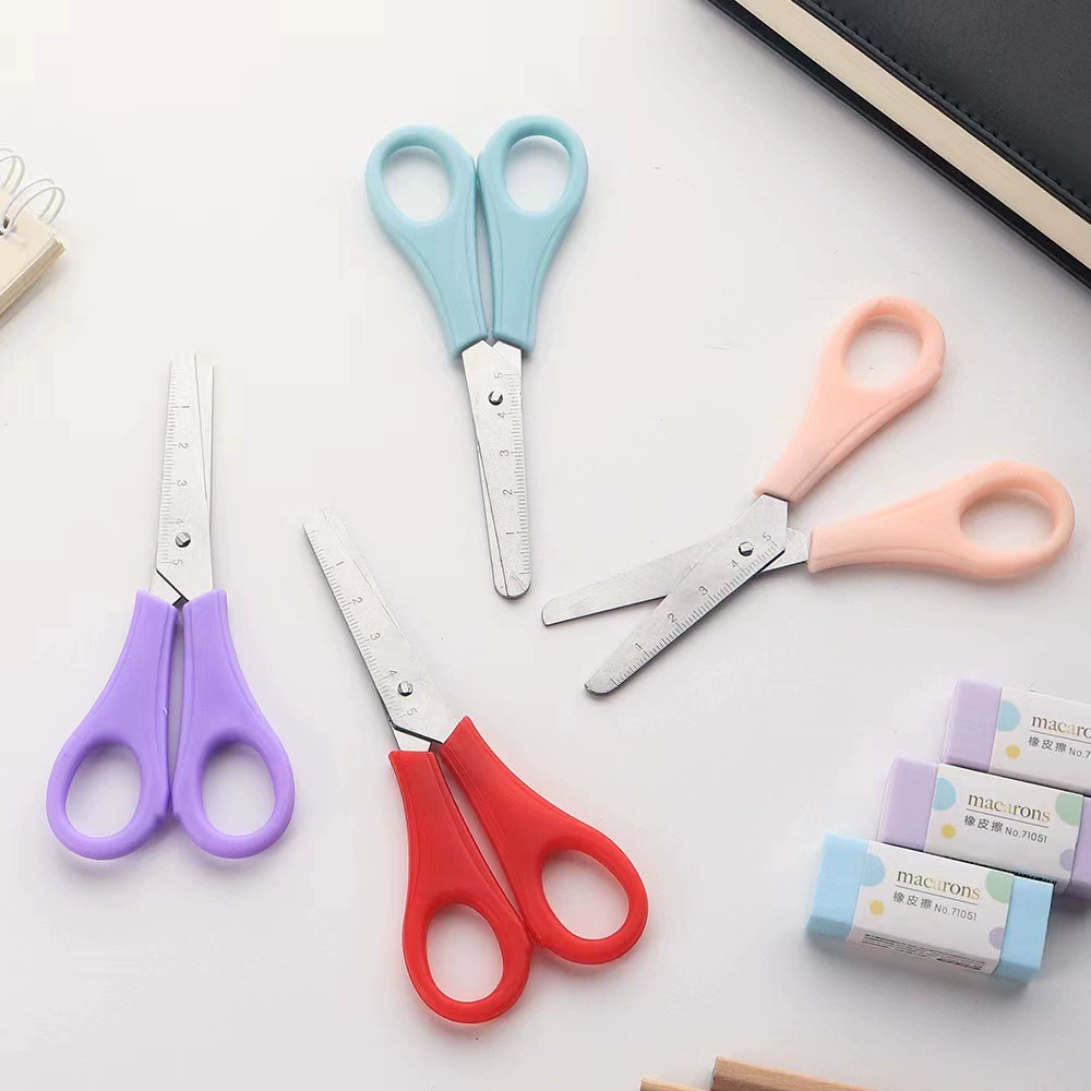 Ruler scaled, scissors for students, children's safe origami, DIY, (Physicals)