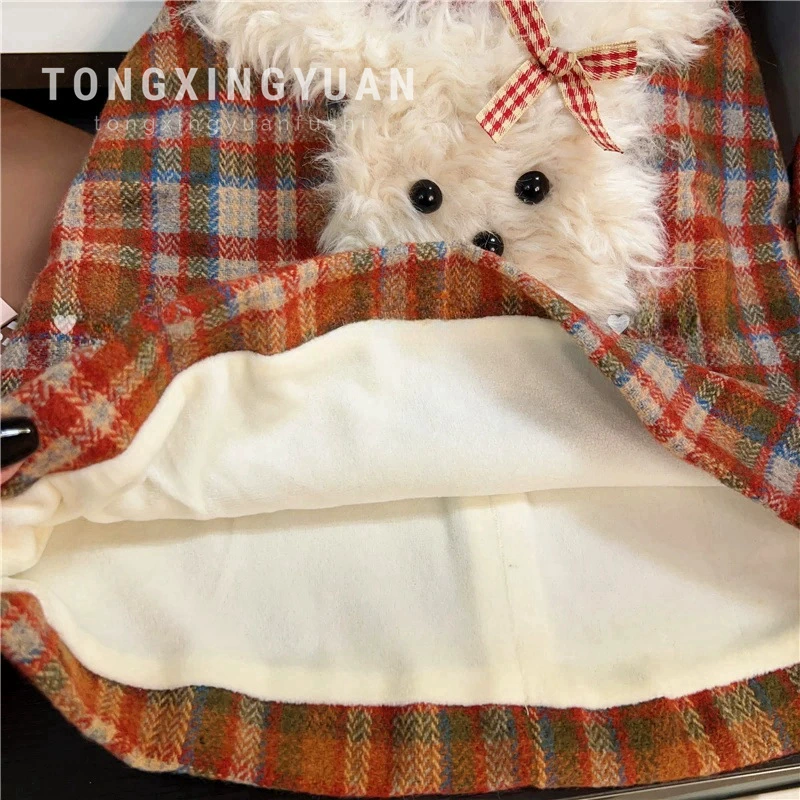 Маленькая теплая юбка для девочки, милая куколка, демисезонное платье без рукавов, кукольный воротник