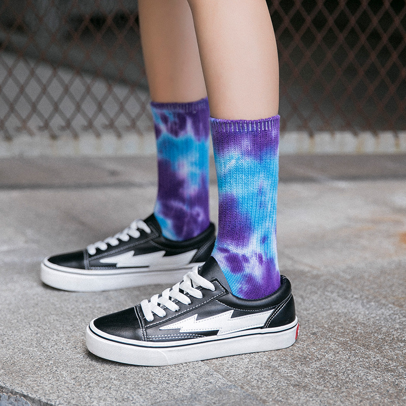Colorful Tie-dye Mid-calf Crew Socks For Couples Trendy Thick_voghion.com
