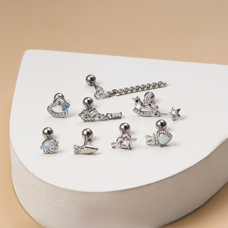 Henson-varilla de tornillo de doble cabeza de acero inoxidable, 1,2 m de espesor, oreja de circón, borla de corazón, tachuelas individuales a la moda_voghion.com