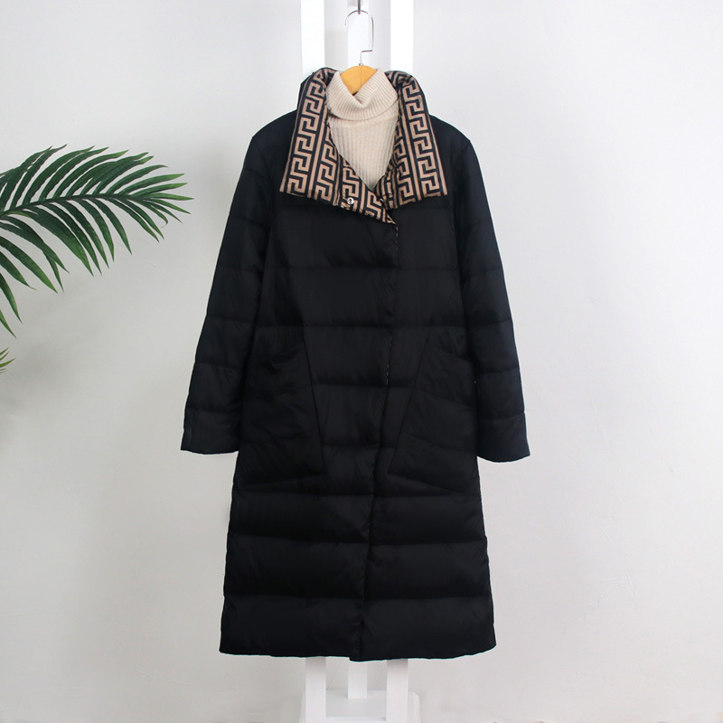 2022新款羽绒服女中长款过膝轻薄韩版修身双两面穿白鸭绒冬季外套