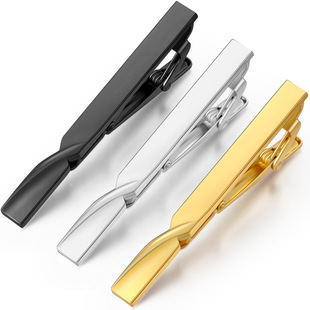 Factory wholesale duckbill clip men's and women's tie clip bright brass laser LOGO smooth metal simple