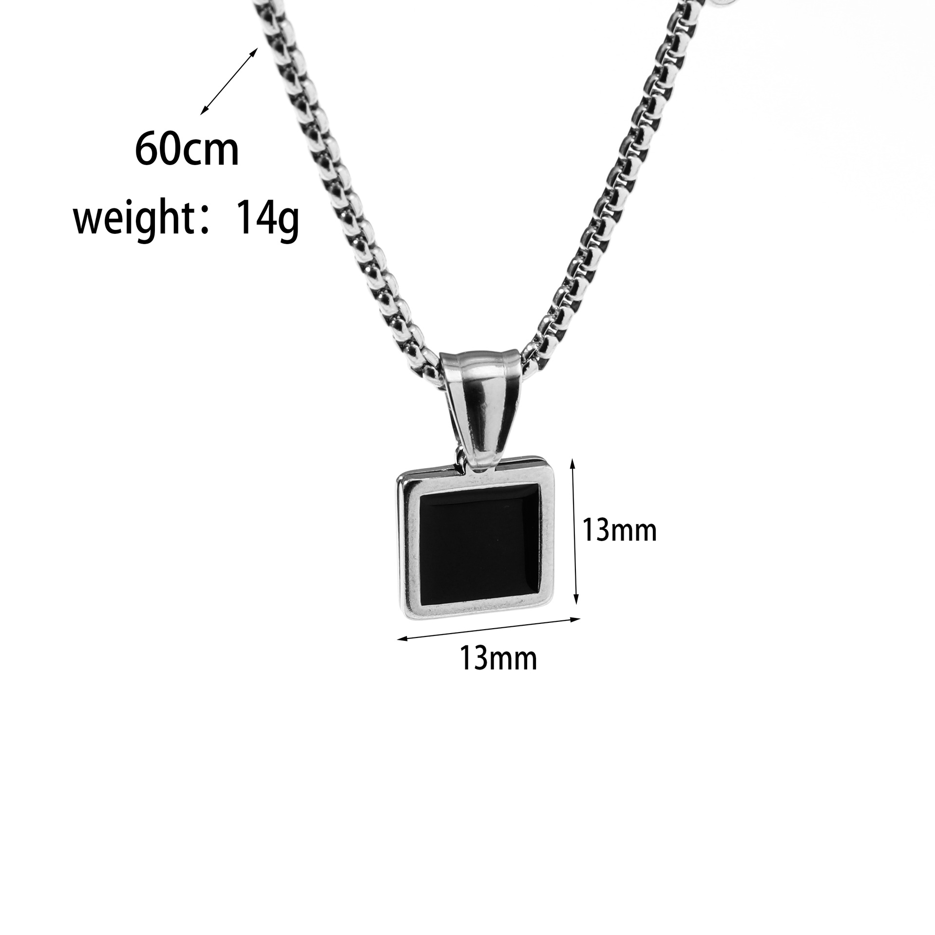 Personality Square Round Pendant Titanium Steel Necklace Wholesale display picture 2