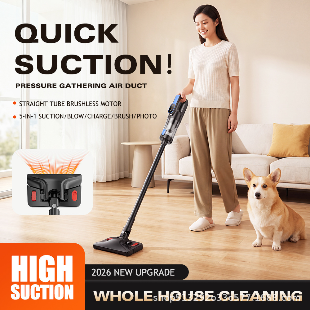New model of foreign trade car vacuum cleaner with super powerful suction, suitable for car and home use, handheld small wireless vacuum cleaner for the car interior