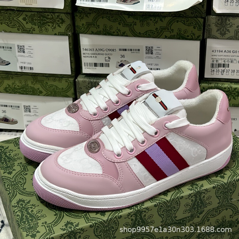 2025年脏脏鞋牛皮版复古男女款复古老花绿做旧脏脏鞋小白鞋女春秋|undefined