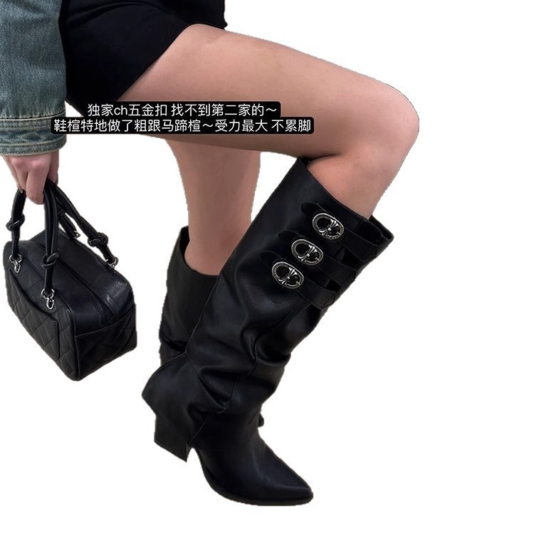 五金扣可拆卸靴套两穿靴子女款长筒靴|undefined