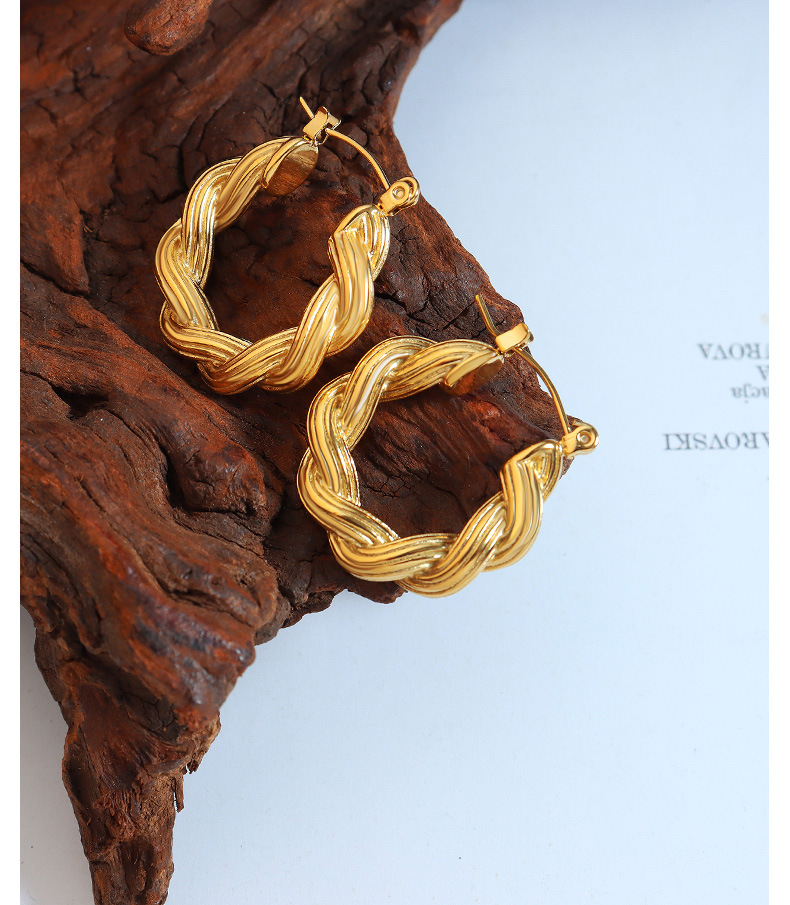 Retro Twist Titanium Steel Plating Earrings 1 Pair