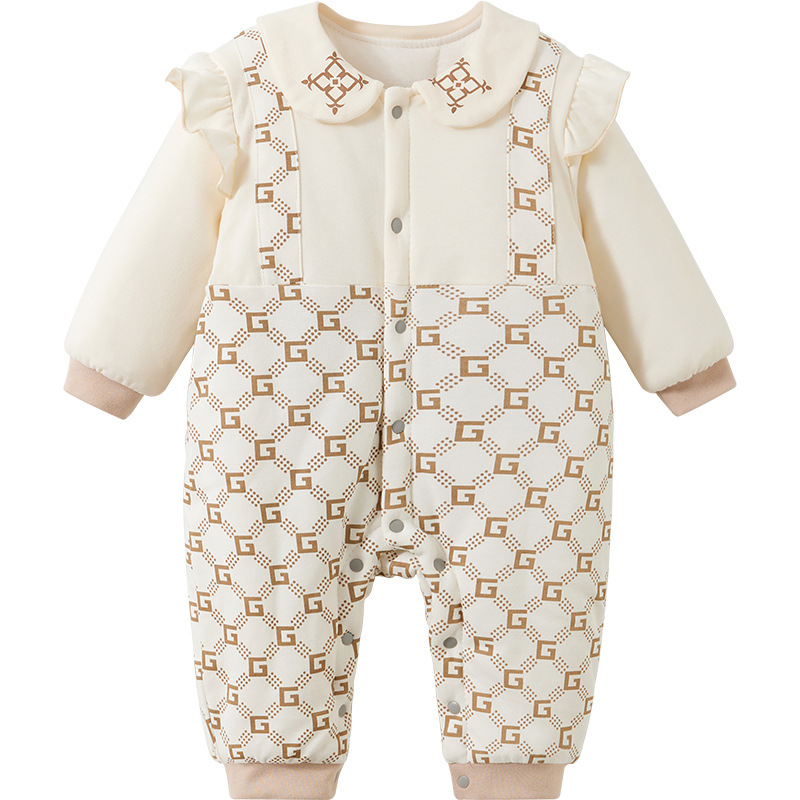 Uniforme de bebé otoño y invierno recién nacidos delgado algodón intercalado vestido exterior engrosado para niños y niñas calentamiento de invierno ropa de bebé