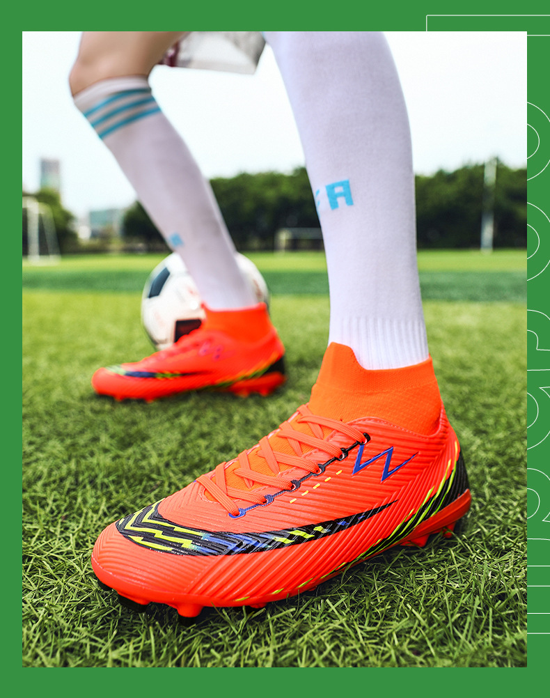 High top football tf broken nails artificial turf AG nail leather feet for boys, girls, teenagers, and students training_voghion.com