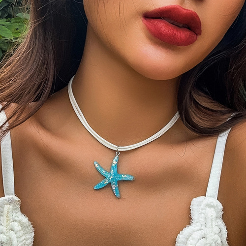 European and American cross-border jewelry, personalized diy starfish tassel necklace, beach mermaid bohemian style new jewelry