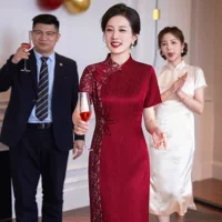 Весной и летом новое высококачественное платье cheongsam женское улучшенное жаккардовое платье cheongsam свадебный тост