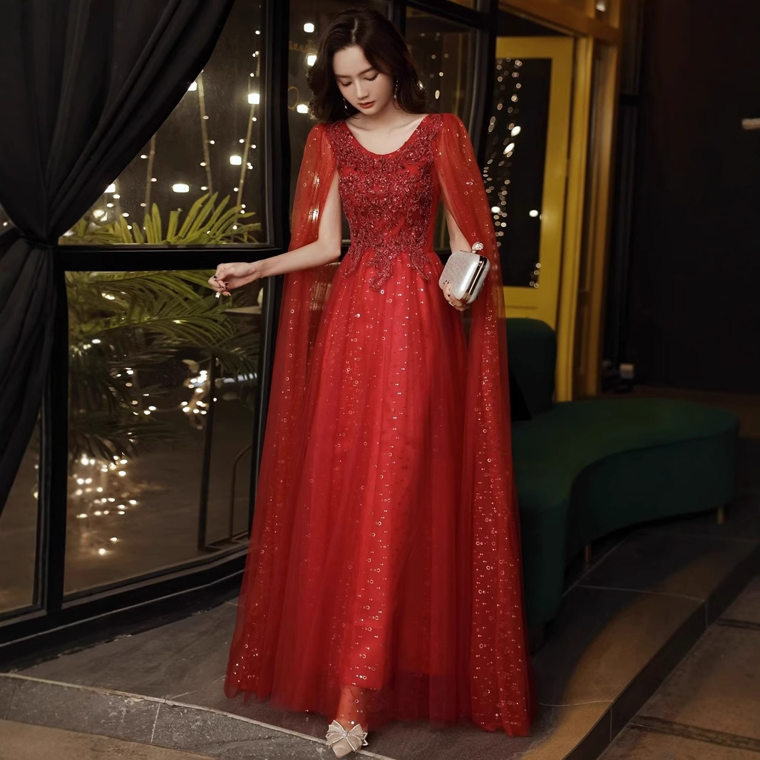 Vestido de noche de alta gama para mujer, vestido para banquete, nuevo modelo 2026 para novias, atuendo elegante y sofisticado para presentaciones. image 2