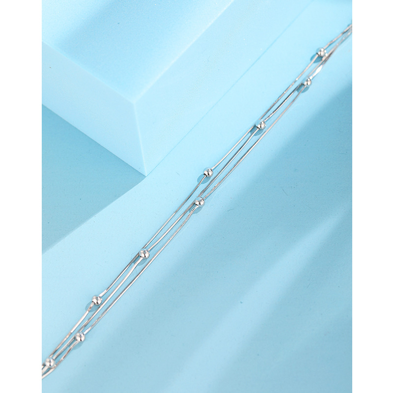 925 cuentas de plata esterlina pulsera femenina ins nicho diseño luz lujo Premium sentido cuentas tres capas serpentina plegado desgaste