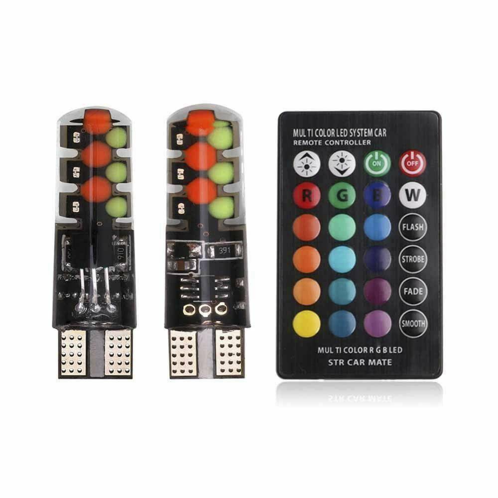 Lámpara de matrícula LED T10 12SMD patrón de parpadeo de silicona RGB luz de lectura remota luz de ancho luz pequeña